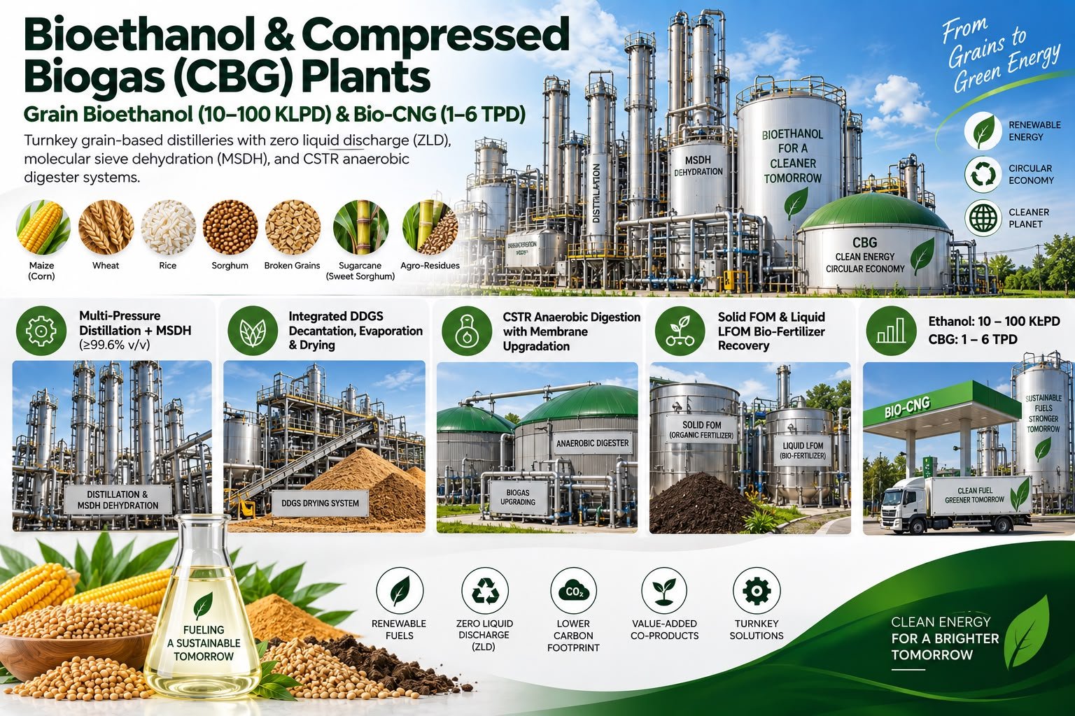 Bioethanol & Compressed Biogas (CBG) Plants